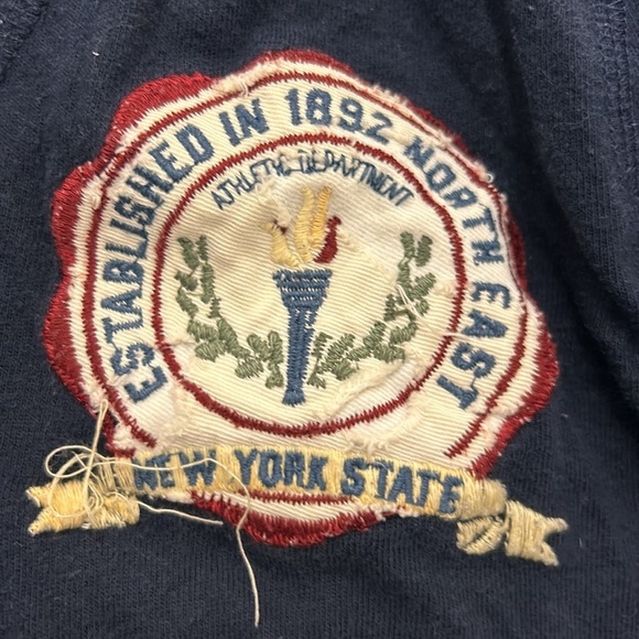 Vintage y2k Abercrombie Navy Hoodie with spellout - Picture 3 of 7